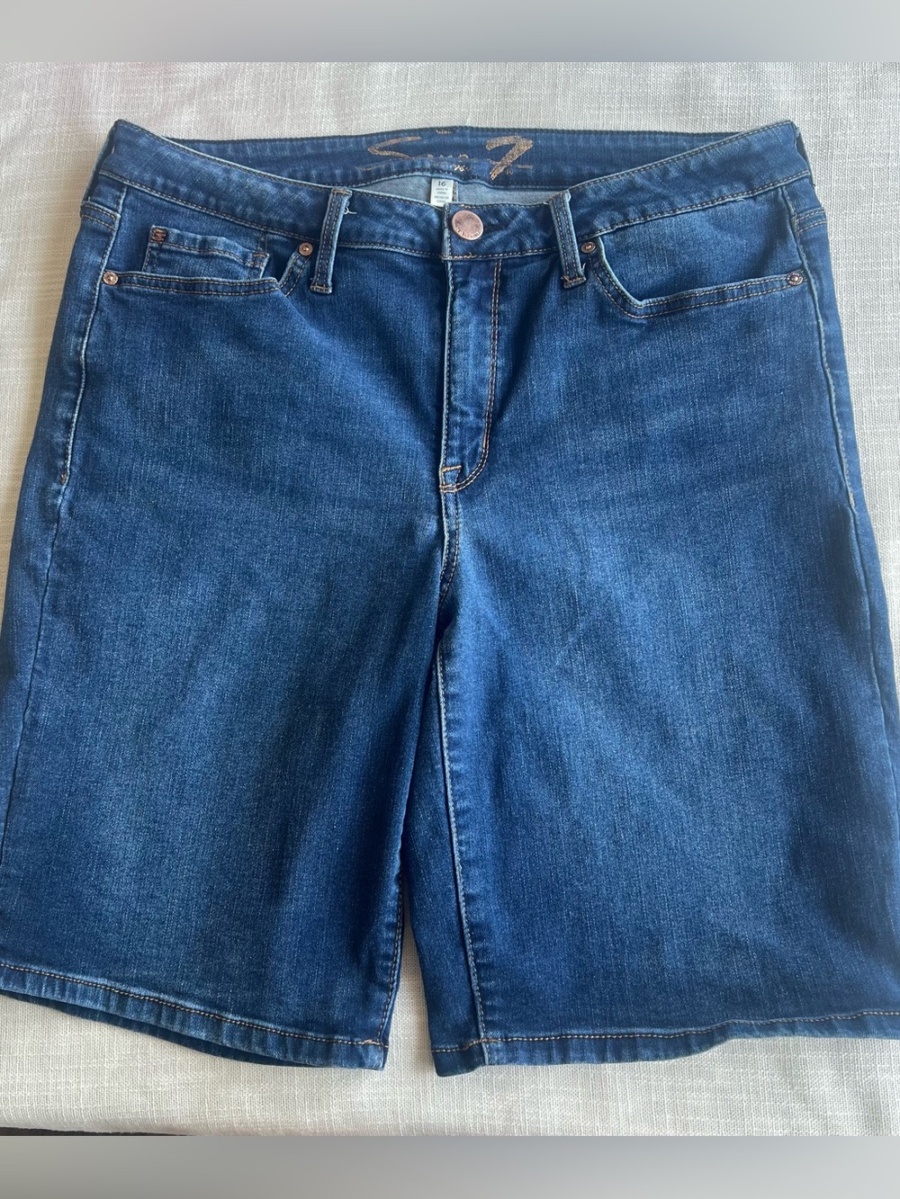 Seven7 Bermuda Dark Wash Denim Shorts